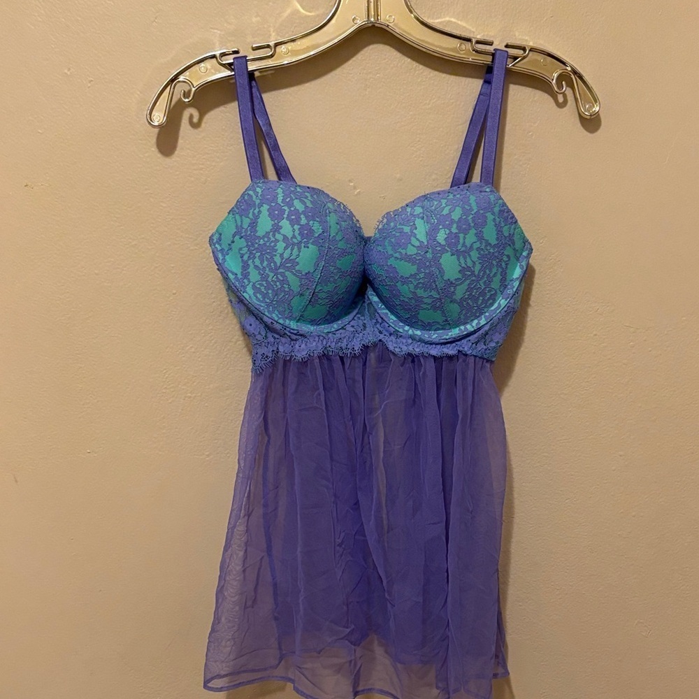 Victoria's Secret Purple and Blue Lace Chemise